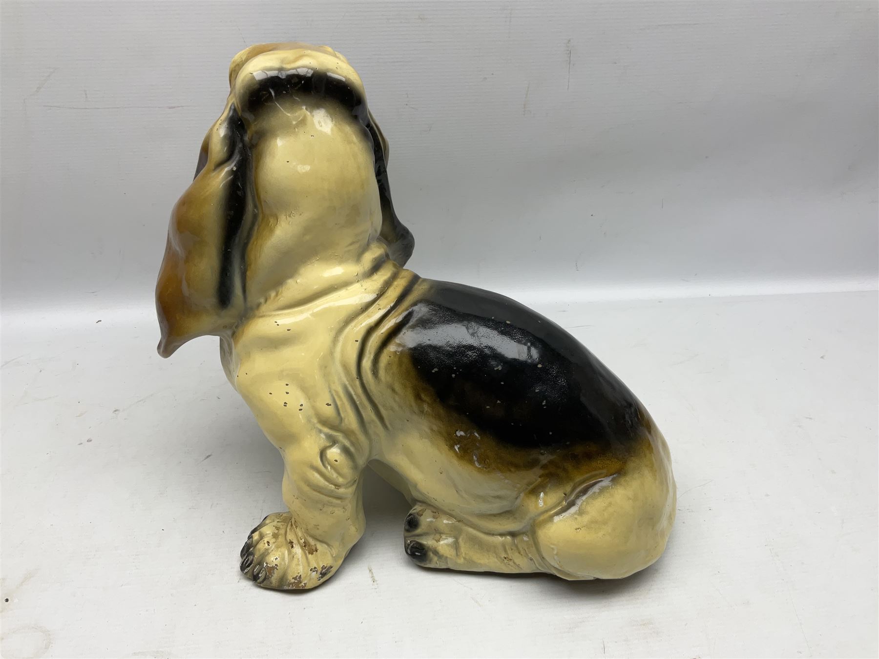 Composite model of a seated Basset Hound, H34cm