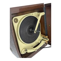 Mid-20th century Pye Hi-Fi record player, housed in a mahogany case, fitted with a BSR Monarch three-speed record changer mechanism