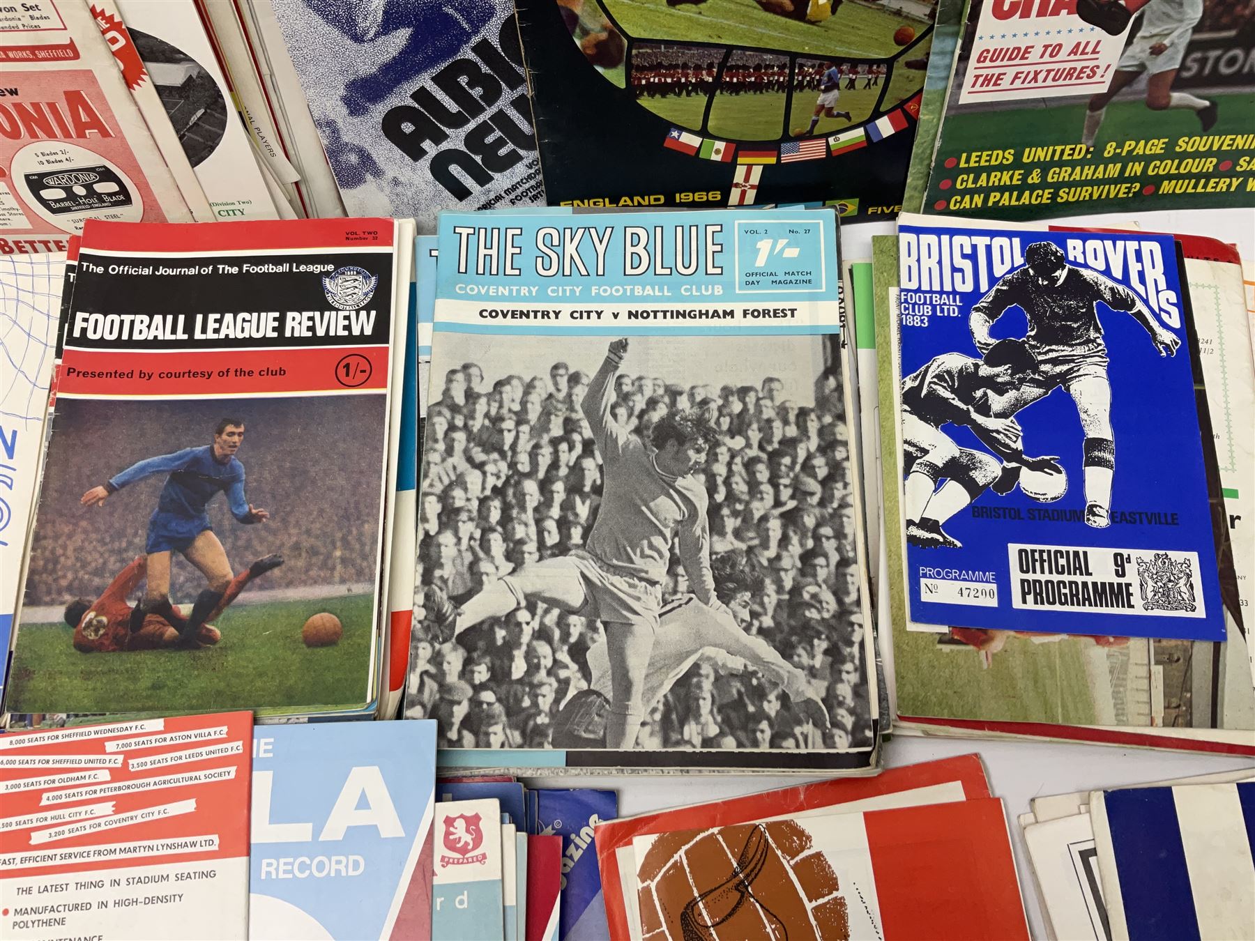 Collection of assorted football programmes, including International examples, together with copies of Football League Review and other memorabilia