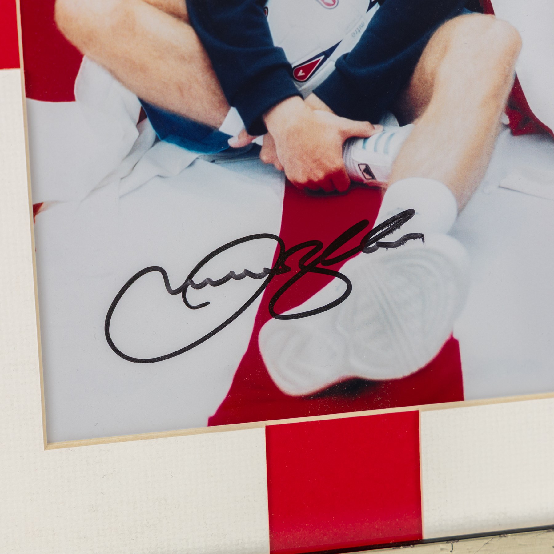 Signed photograph of David Beckham with certificate of authenticity from Auction World TV, framed, H43cm
