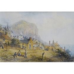 George Weatherill (British 1810-1890): Cottages at Runswick Bay, watercolour unsigned 9cm x 14cm
Provenance: private Yorkshire collection purchased T B & R Jordan Fine Art Specialists, Stockton on Tees 