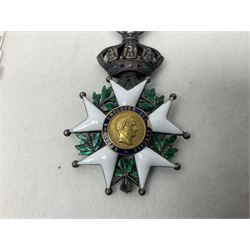 French 2nd Empire Legion of Honour (Legion d'Honneur) Chevaliers enamelled medal with ribbon