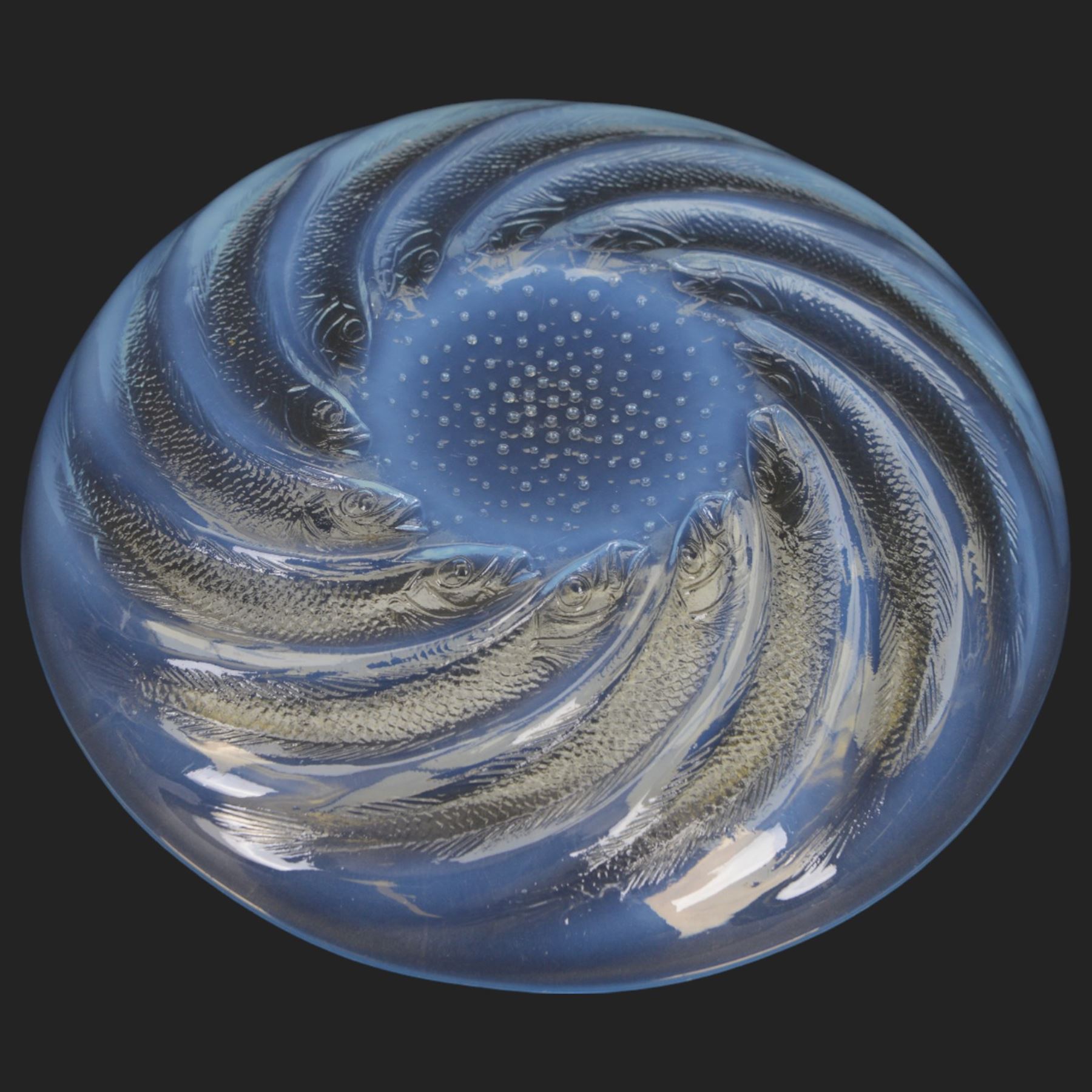 Lalique Poissons plate, designed 1931, with moulded R Lalique mark to centre, D29cm