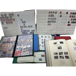 Great British and World stamps, including Paraguay, Iran, Peru, Poland, Portugal, Westminster 'The King George VI 1946 Victory' and 'The 1966 Crown Agents Churchill' stamp collections each in ring binder folder, other commemorative stamps etc, housed in various stockbooks, albums and loose, in one box