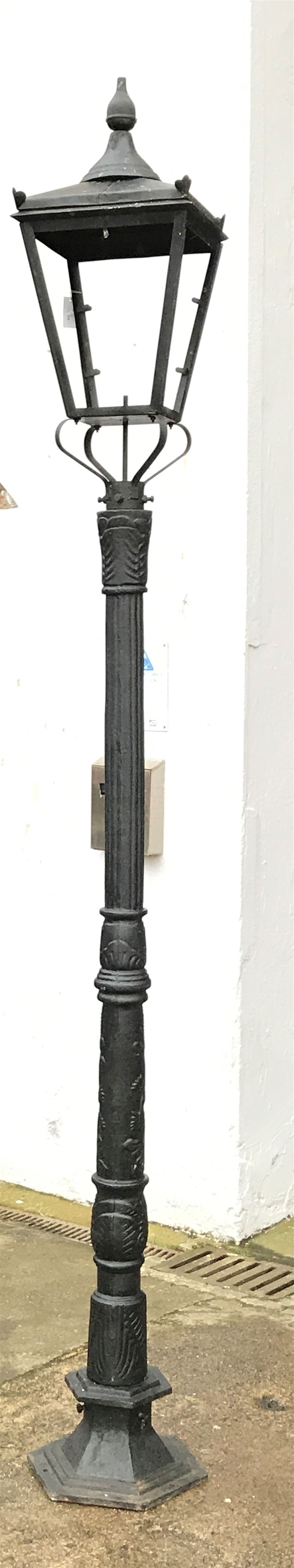 *Victorian style black painted cast iron street lamp, tapering lantern