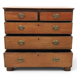 Georgian design mahogany chest, rectangular moulded edge, two short over three long drawers, raised on bracket feet