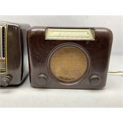 Two mid-20th century Bakelite cased valve radios, comprising Bush Type DAC.90.A, circa 1950s serial number 10/39287, and Philips 1950's Phillips Type 431A, largest H25cm W37cm D18cm