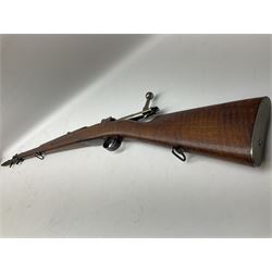 Early 20c Swedish 6.5mm bolt-action service rifle inscribed Carl Gustafs Stads Gevarsfaktori 1904; with 74cm barrel and original Model 1896 knife bayonet with scabbard No.149918 L149cm overall. Deactivated to early specification so requires re-deactivation to modern standards SECTION 1 RFD ONLY