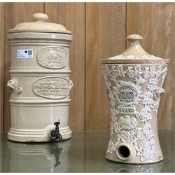 19th century Lipscombe patent stoneware water filter (H35cm) together with another water f...