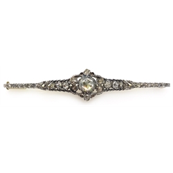  Early 20th century Dutch rose cut diamond 14ct brooch hallmarked 6cm  