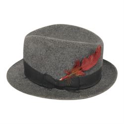 Two Attaboy tradesman or miniature trilbies, in black miniature hat boxes, one with a certificate 'Believe it or not! this miniature 'Attaboy' is half the size of an ordinary 'Attaboy' hat' together with a miniature flat cap, trilby H7cm     