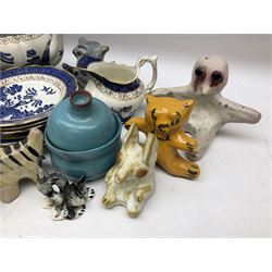 Booths 'Real Old Willow' part tea and dinner service, silver-plate bottle stand with twin handles and pierced decoration, other ceramics and metal ware and art materials etc