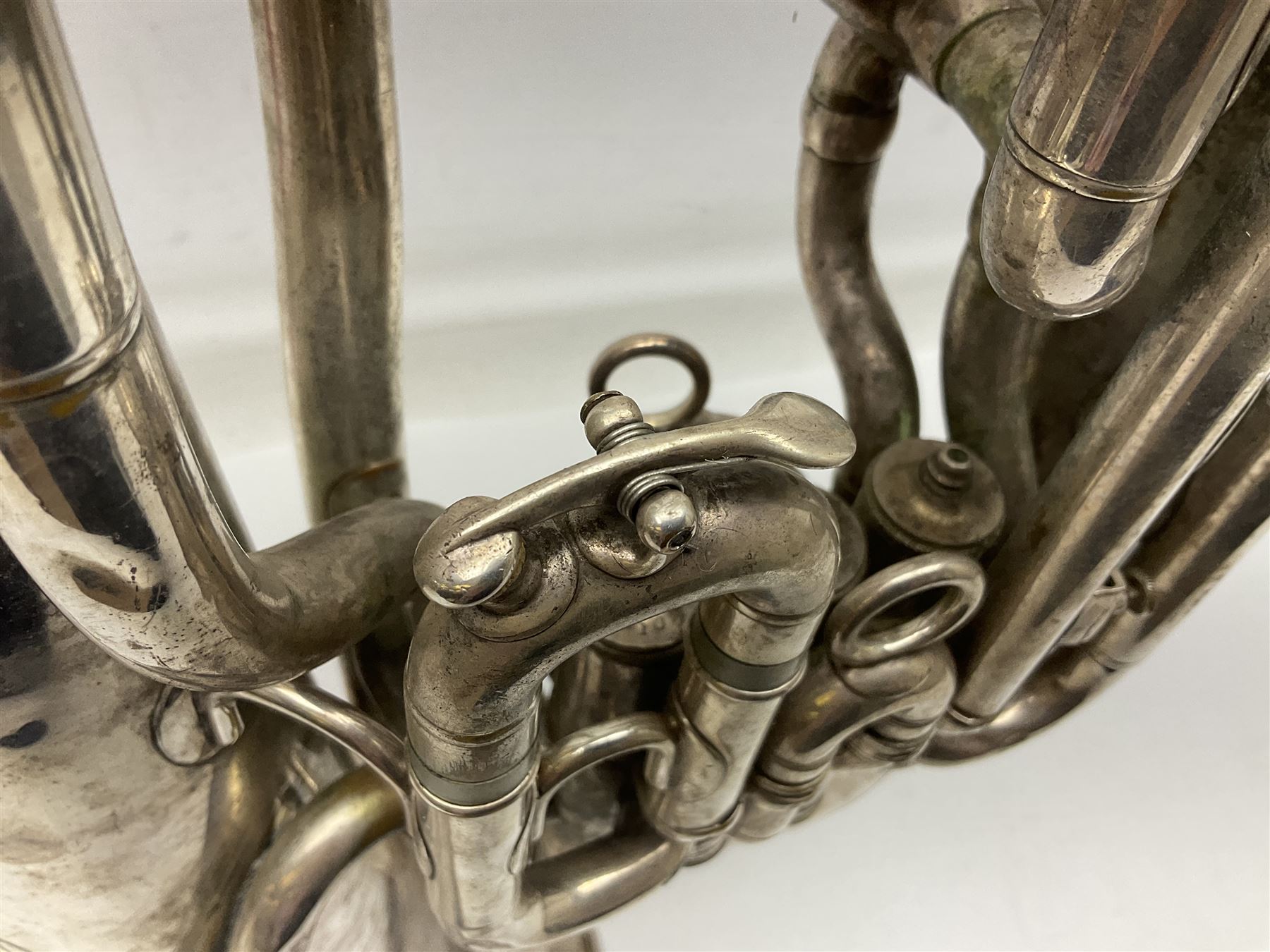 Boosey & Co Class A silver plated four-valve euphonium, serial no.117918 L62cm; in carrying case