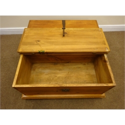  Pine double hinged top coffee table, moulded top, bun feet, W90cm, H40cm, D90cm  