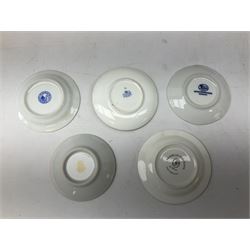 Franklin Mint miniature plates, Plates of the World's Great Porcelain Houses, including Royal Doulton, Limoges, Hutschenreuther, Lladro, with display shelf and certificates