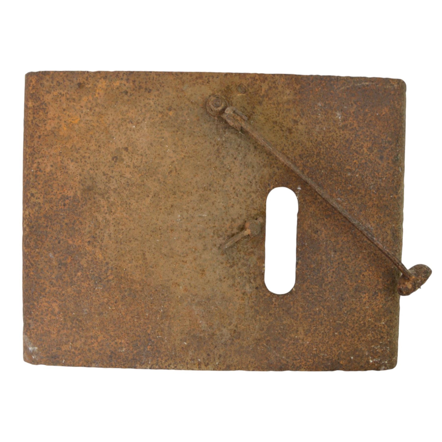 WWI Imperial German army sniper plate/trench armoured shield, rectangular armoured steel shield as used to protect snipers and sentries on duty in front line trenches, from Vimy Ridge France, H60cm, W45cm 