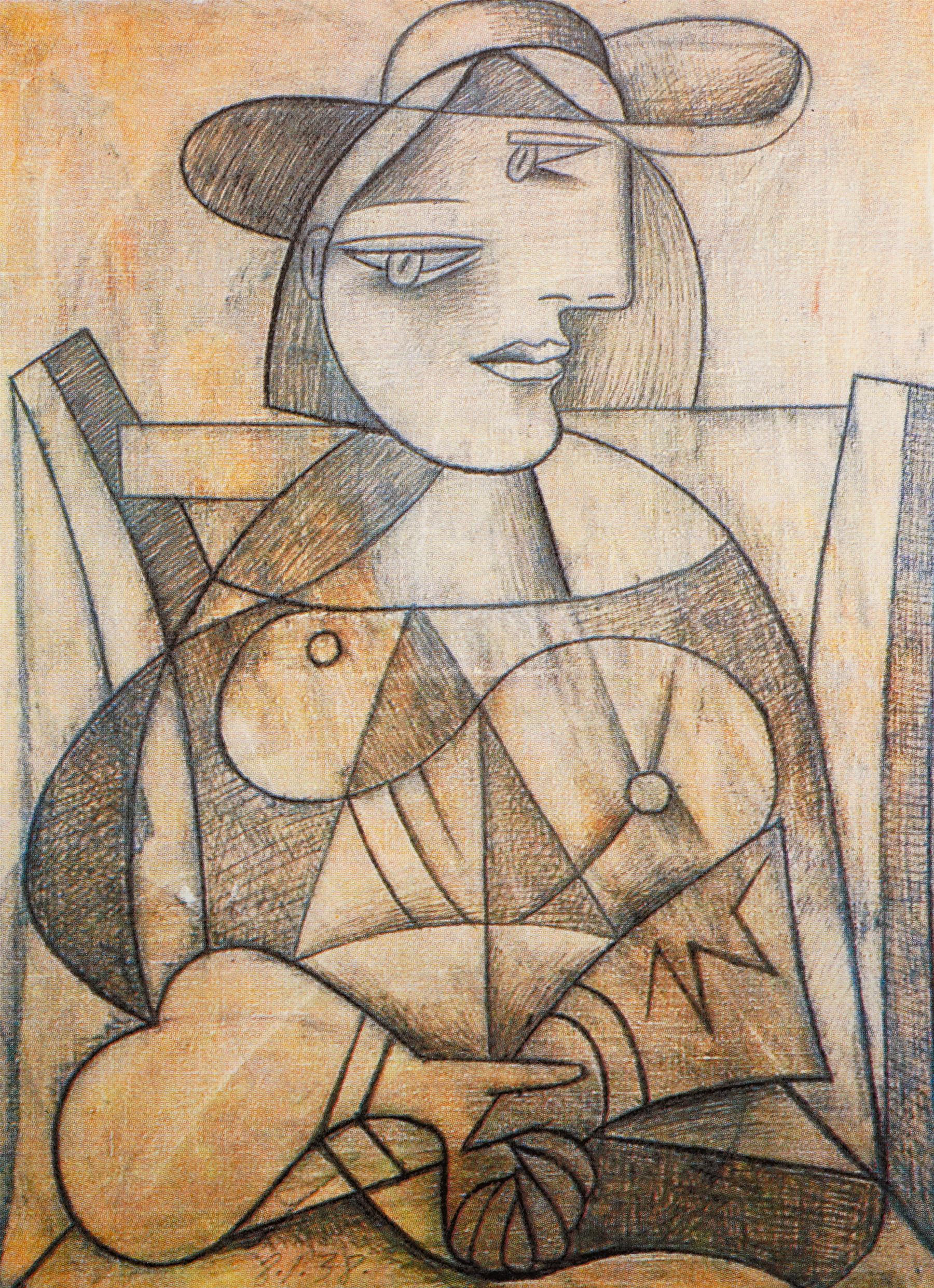 After Pablo Picasso (Spanish 1881-1973): Woman with Joined Hands, limited edition lithograph numbered 131/200 in pencil, with facsimile signature and blindstamp 70cm x 50cm (unframed)