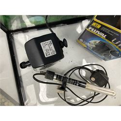 Two fish aquariums, comprising Interpet Aquapod LED starter kit 45l and PAH Fishbox 48l, with various accessories, tallest H40cm