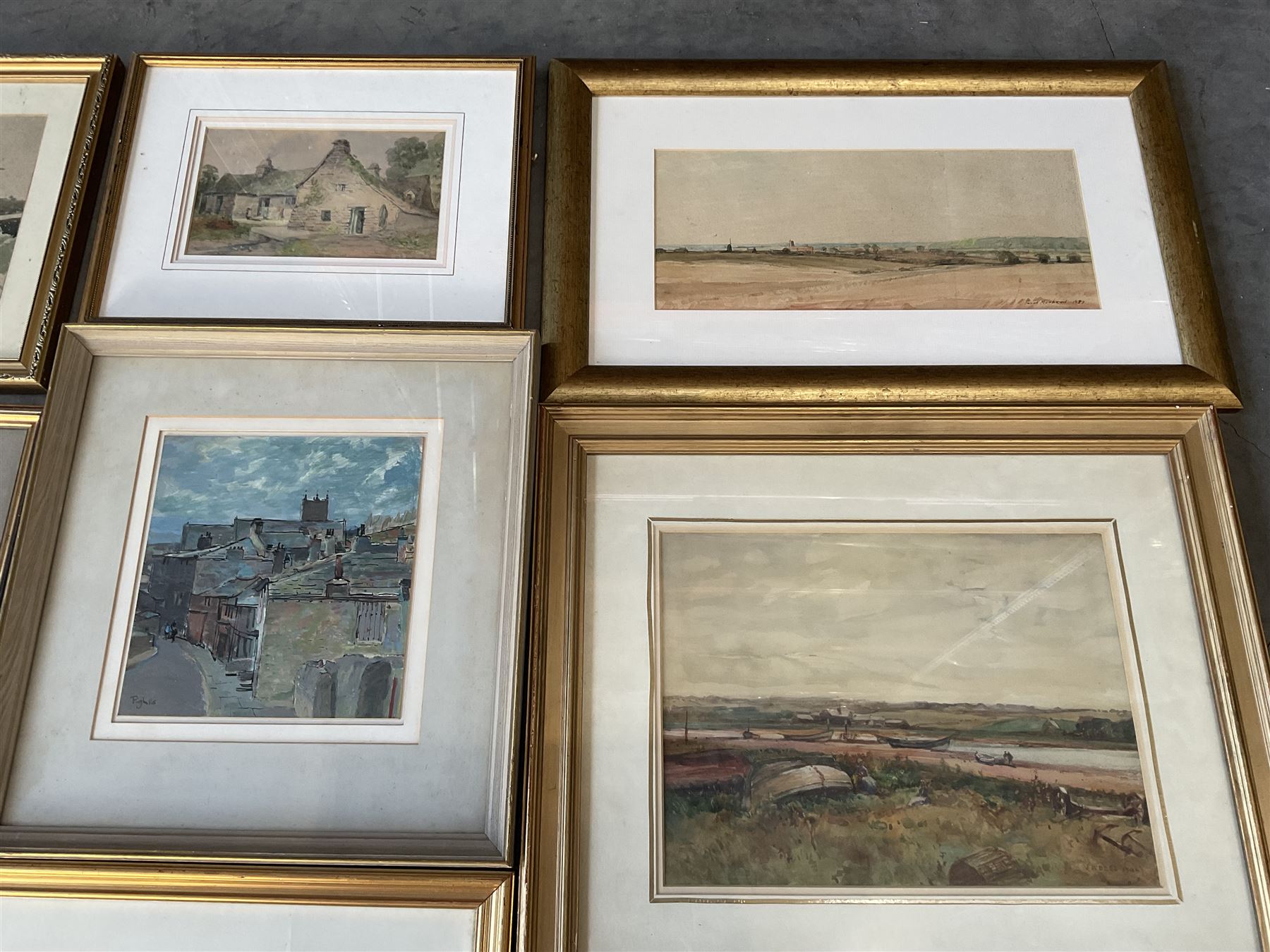 Collection of principally early 20th century watercolours, artists including Joseph Pighills, Peace Sykes, David Muirhead, EJW Prior, Walter Eastwood, George Edward Alexander, John Arthur Dees, Willie Stephenson, John Smith Atherton, David Russell Anderson, etc (13)