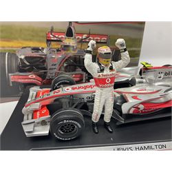 Mattel Hot Wheels 1:18 scale die-cast racing car - Vodaphone McLaren Mercedes; boxed with stand