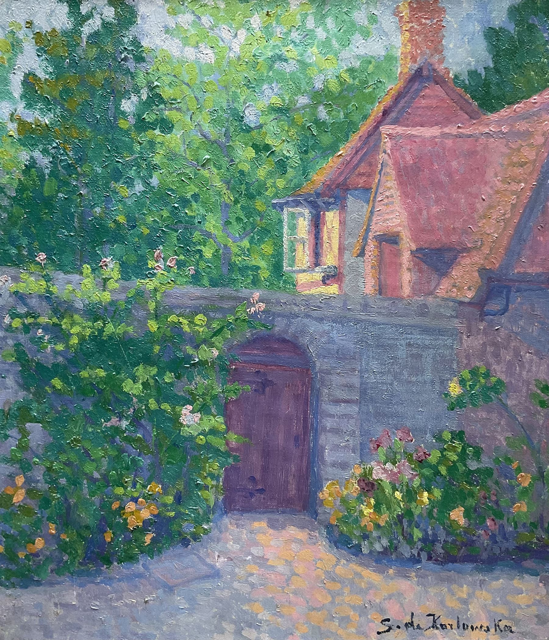Stanisława de Karłowska (Polish 1876-1952): 'The Garden Gate', oil on canvas signed, titled on gallery label verso 35cm x 30cm 
Provenance: exh. Cork Street Gallery, London 1973, label verso