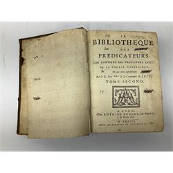 La Bibliotheque des Predicateurs, Qui Contient Les Principaux Sujets De La Morale Chretienne .... 1712-1714 Lyon. Eight volumes (lacking volume four). Full calf binding with panelled spines.