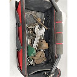 Coronet no.3 wood turning lathe, with various accessories to including - blocks, chucks, calipers and turning chisels (including Robert Sorby)