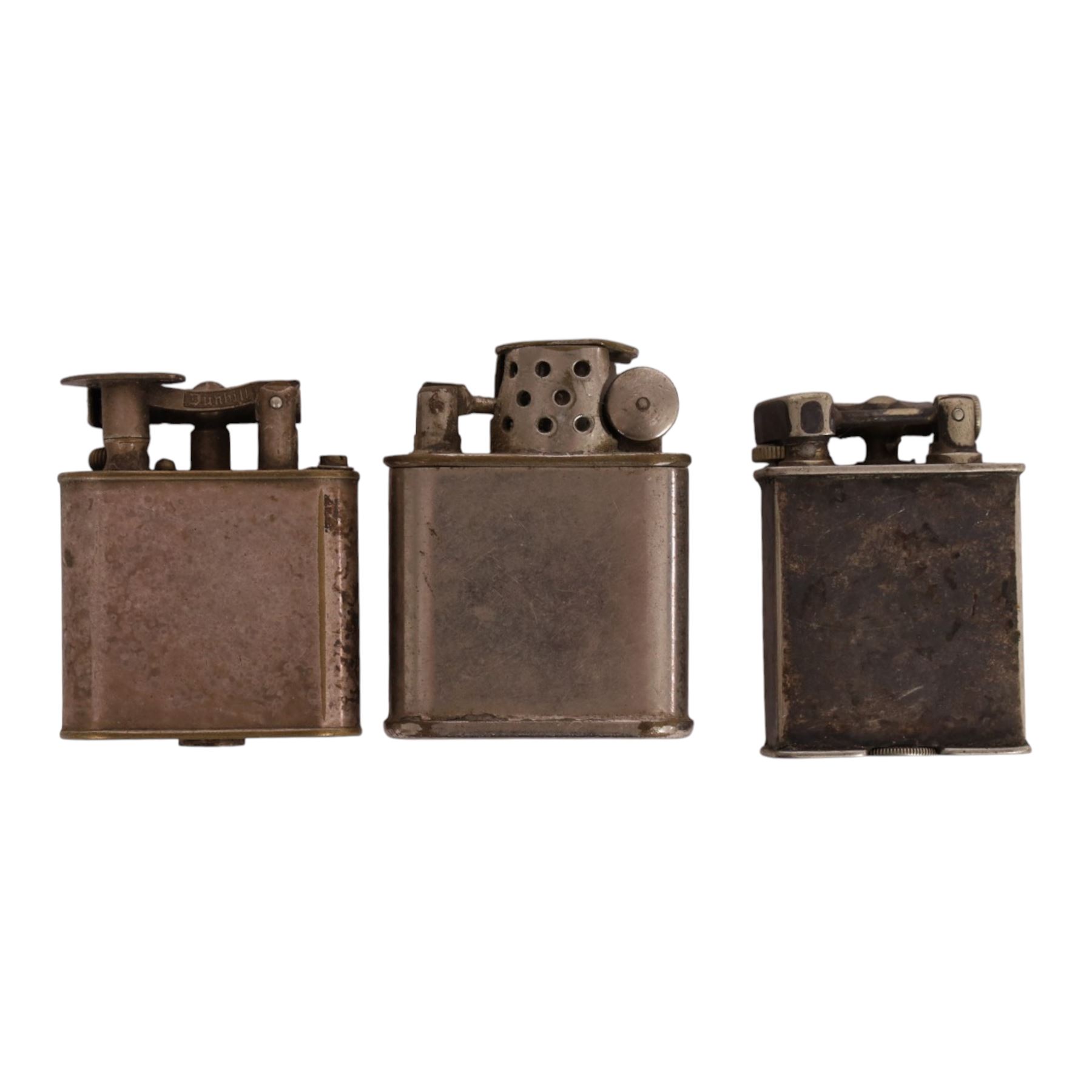 Collection of lighters including Parker Roller Beacon, Dunhill lift arm lighter. Patent no. 390107, Orlik Sport and three others 