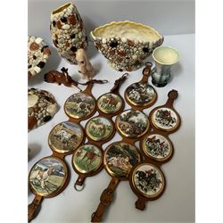 Sylvac ceramics to include pebble design vases and bowls, horse figure, pot lids on straps, etc