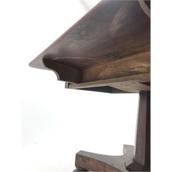 Victorian mahogany Pembroke pedestal table, quatrafoil base, bun feet