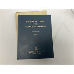 Collection of scientific and technical instruments etc including boxed 'Force on a Conductor' apparatus; vintage GPO resistance box; current deflection meter; vintage X-ray generator tube; small glass electroscope; two demonstrator solenoids; two magdeburg spheres; travelling balance scales etc; some by Philip Harris Ltd