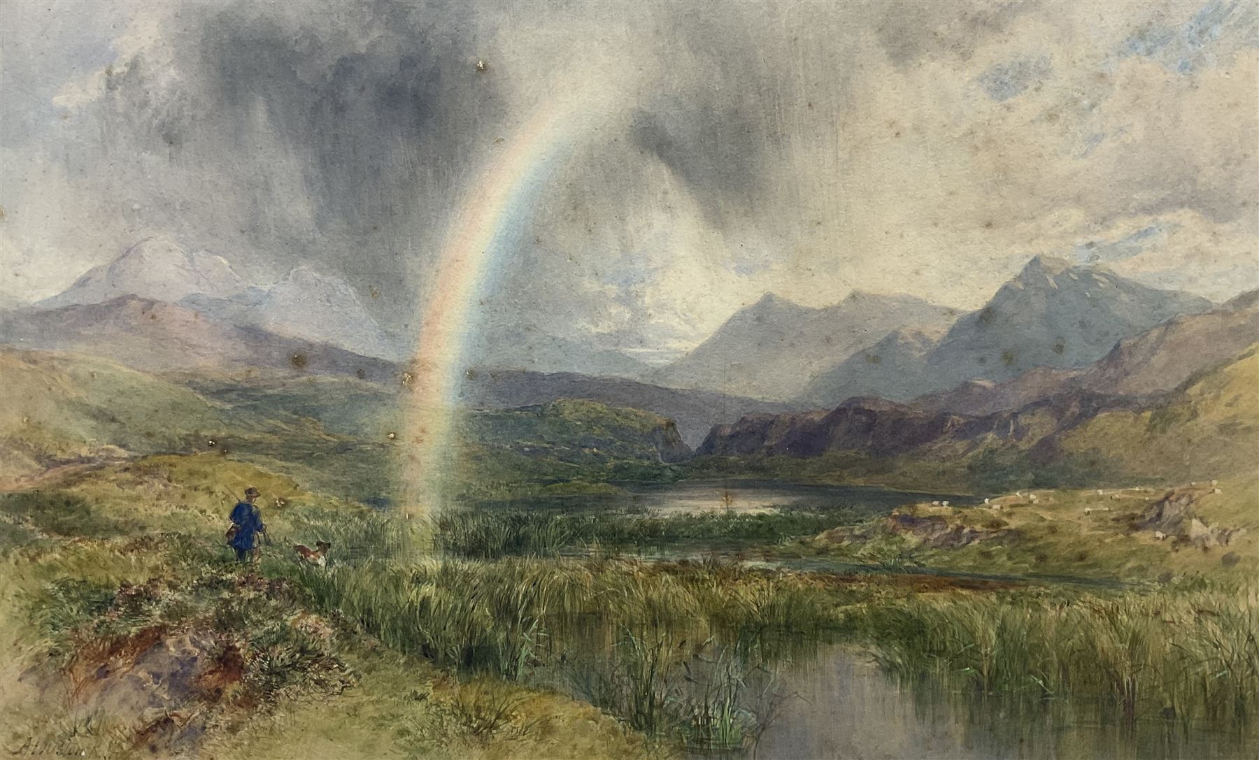 John Adam Plimmer Houston RSA RI (Scottish 1812-1884): Rainbow 'Near Old Skye' Scotland, watercolour signed, titled verso 26cm x 43cm 