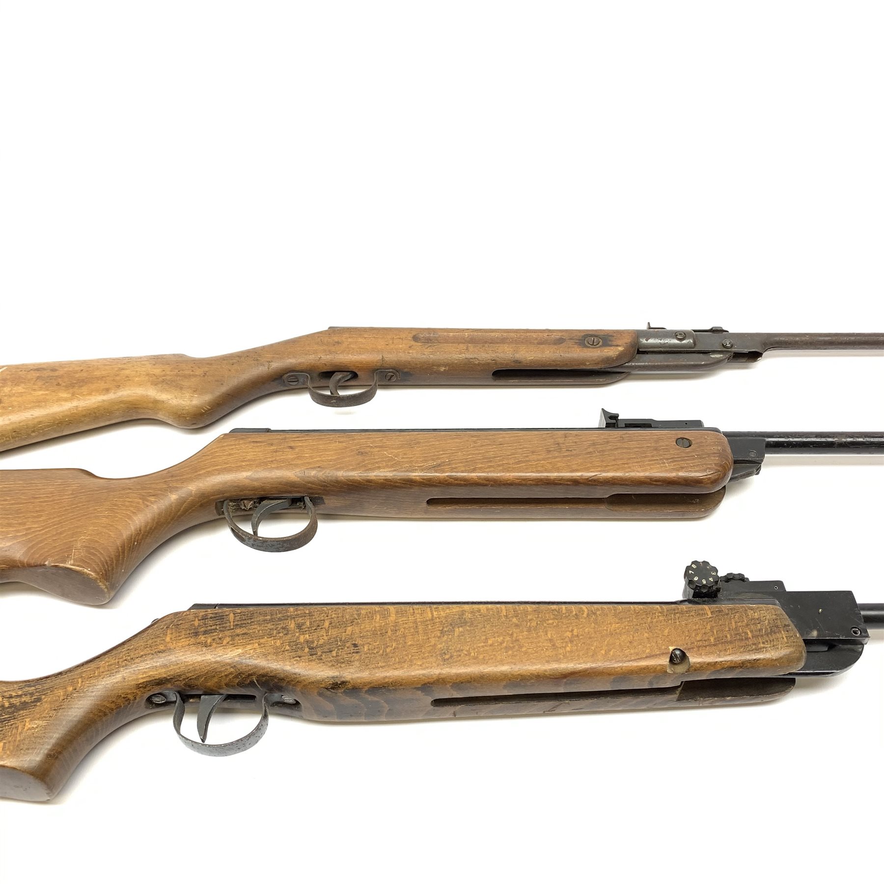 Webley Hawk MK11 .22 air rifle with break barrel action L105cm overall; BSA  .22 air rifle with break barrel action; and Diana .177 smooth bore air rifle (3)