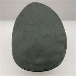 WW2 German Infantry Officer's visor cap with cloth insignia; labelled and stamped Offizier Kleiderkasse Berlin and Erel Stirnschutz