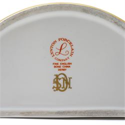 Lynton Porcelain Company demi-lune bough pot and cover, painted with naval scene, printed marks to base, W18cm 