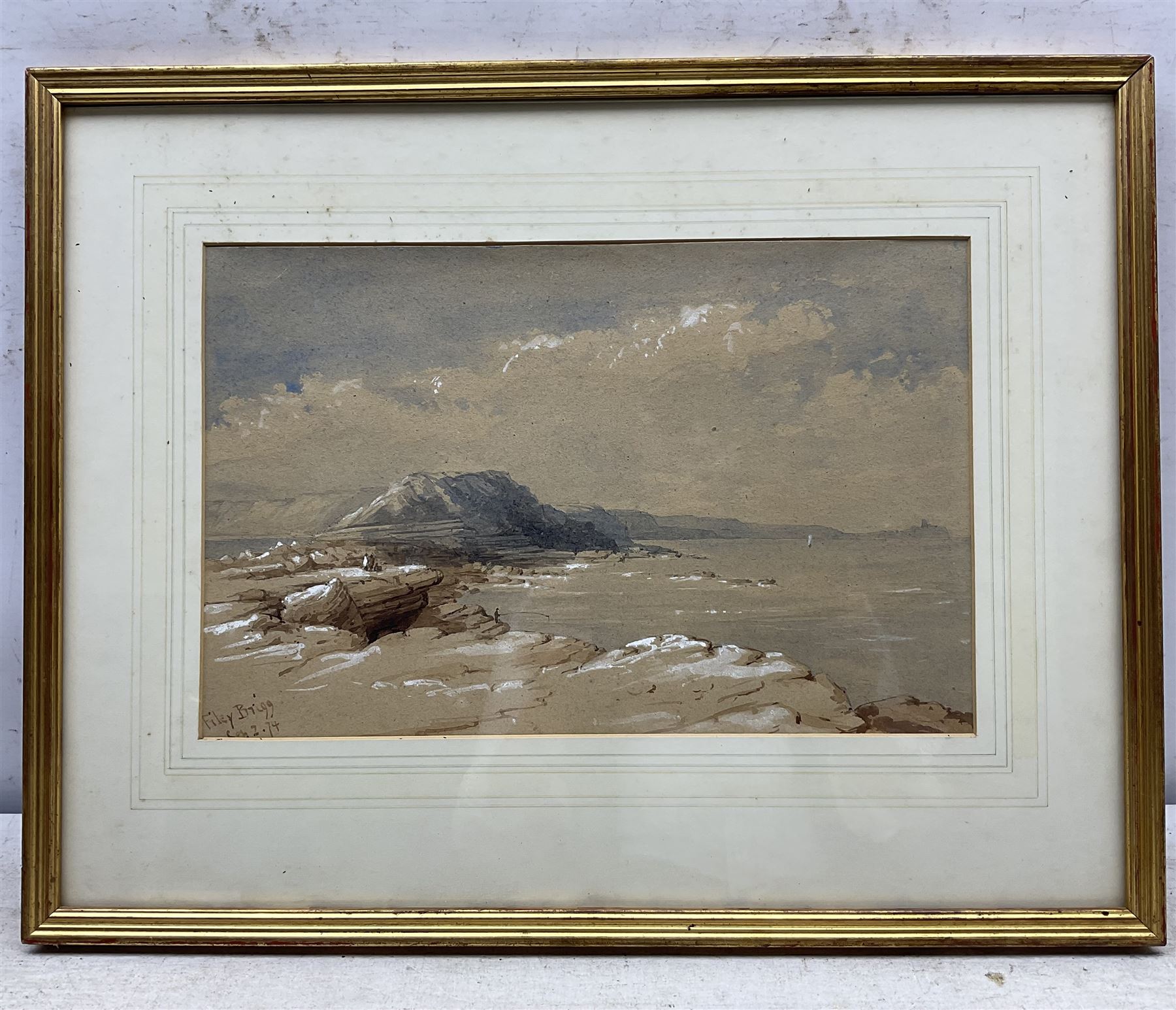 Anna Rosa Patterson (British 19th Century): 'Filey Brigg', watercolour titled and dated '74, inscribed verso 22cm x 34cm 