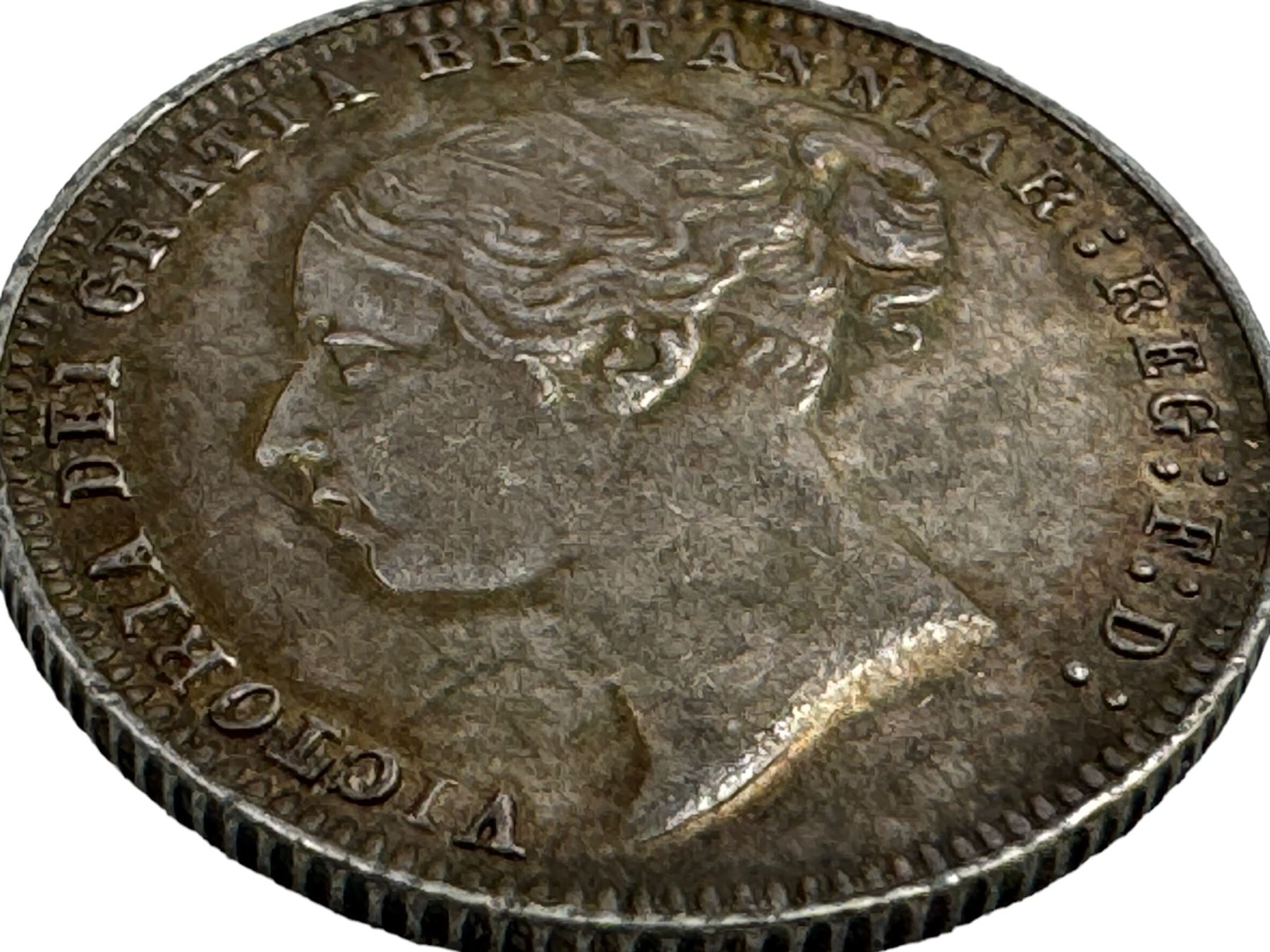 Queen Victoria 1878 silver sixpence coin, die number 43