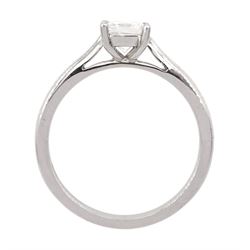 Platinum single stone princess cut diamond ring, hallmarked, diamond approx 0.60 carat