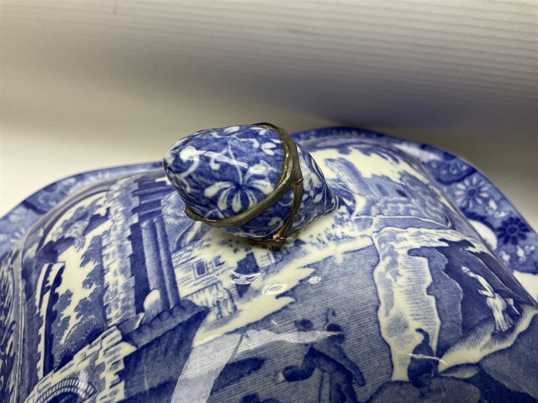 Copeland Spode Italian pattern tea and dinner wares, including hor d'oeuvres dish, tureen and cover, coffee pot, six coffee cans and saucers, etc, all with blue printed marks beneath (40)