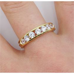 14ct gold seven stone channel set cubic zirconia ring, hallmarked 