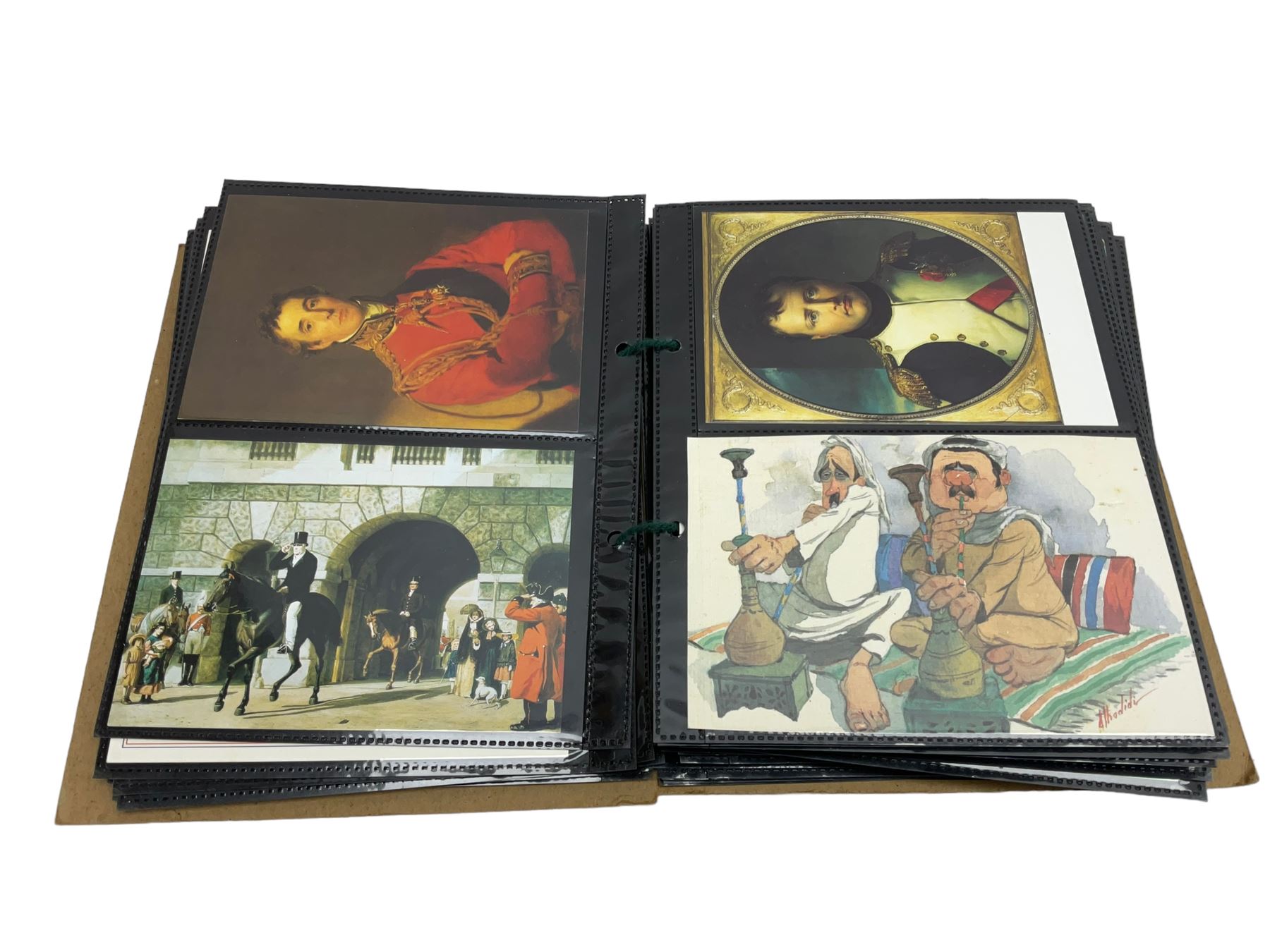 Album of Victorian and later Postcards, including WWII silk embroidered postcards, various ships, cartoons etc 