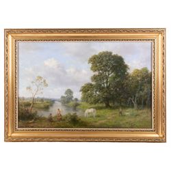 Walter Goodin (British 1907-1992): 'Traveller's Rest', oil on board signed and dated 1982, titled verso 47cm x 72cm