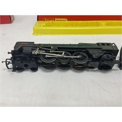 Hornby/Tri-Ang ‘00’ gauge - nine locomotives to include Britannia Class ‘Britannia’ 4-6-2 no.70000 in BR green; Class M7 4-4-0 Tank no.30027 in BR black; Princess Class ‘Princess Victoria’ 4-6-2 no.46205 in BR black; in original boxes; further loose models Princess Class ‘Princess Elizabeth’ 4-6-2 no.46201 in BR green; Class 3F 0-6-0 tank no.7606 in LMS crimson; TR double ended diesel locomotive; three further tank locomotives and one loose tender (10) 