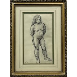 Anne Isabella Brooke (British 1916-2002): Female Nude Life Study, pencil dated April 22nd '77, 35cm x 20cm
Notes: painter and teacher born at South Crosland, Yorkshire principally known for her landscape oils. She attended Chelsea School of Art 1937-39, Huddersfield School of Art 1939-41 and London University. Lived in Harrogate