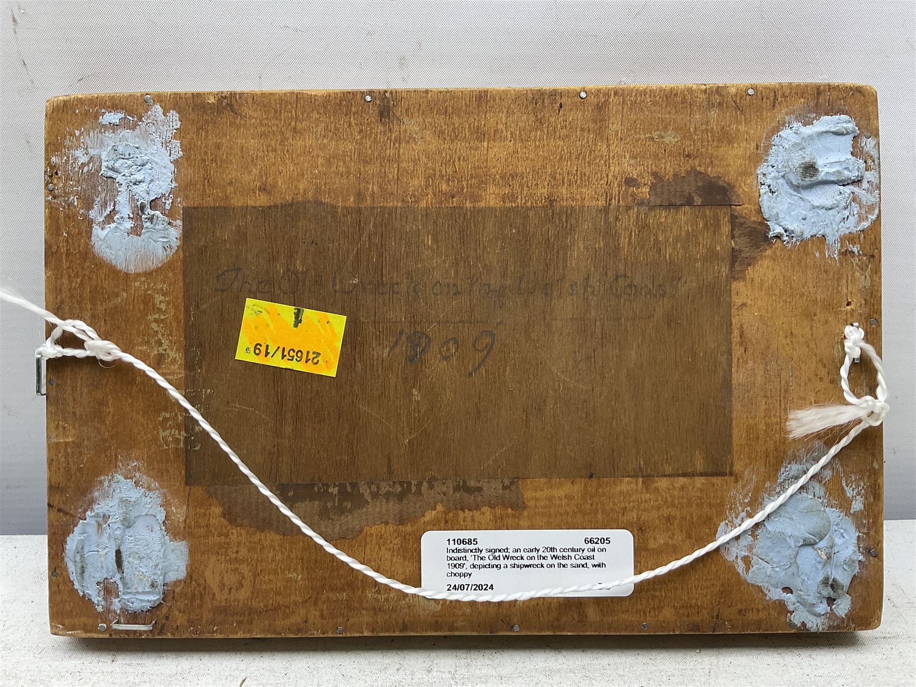 FCR (British 19th Century): 'The Old Wreck on the Welsh Coast 1909', signed with initials and dated '09, titled verso 12cm x 20cm