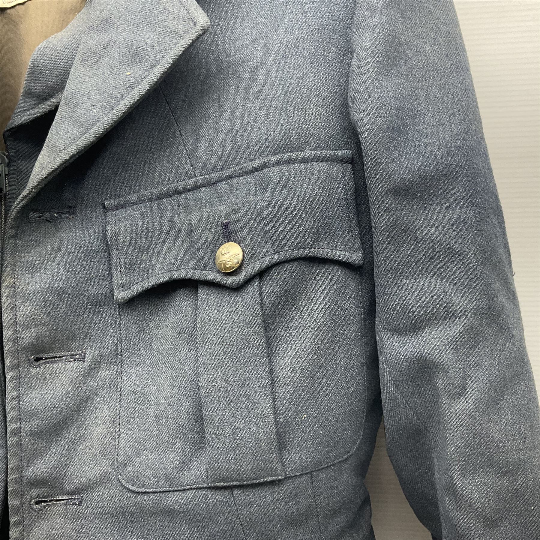 Two air force jackets, together with two helmets and Bamberger Mutzen Industrie German military hat and two others 