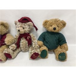 Five Harrods annual teddy bears, dating between 1995 and 1999, tallest H44cm