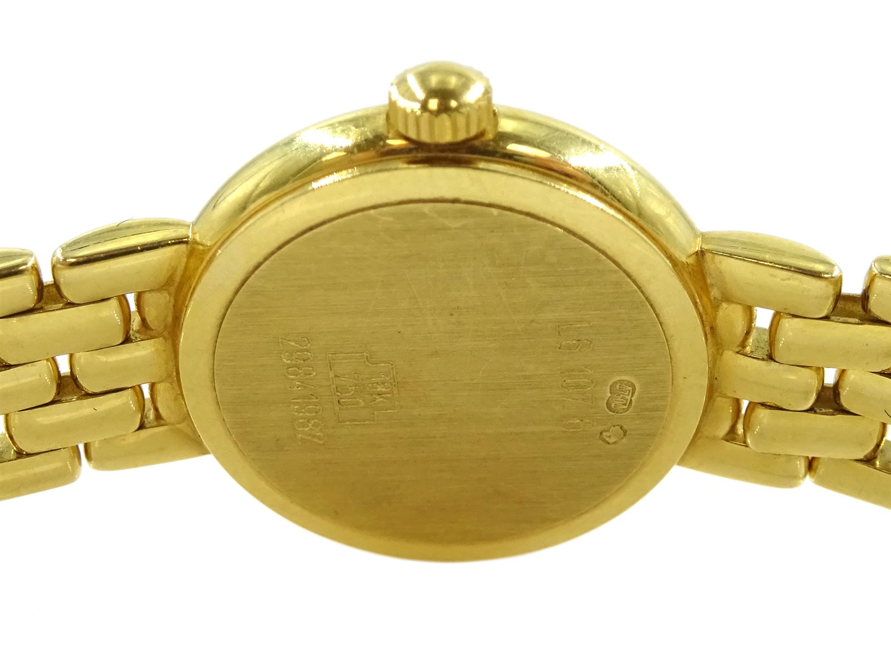 Longines Prestige 18ct gold ladies quartz wristwatch, L6.107.6, on integrated 18ct gold brick link bracelet, hallmarked