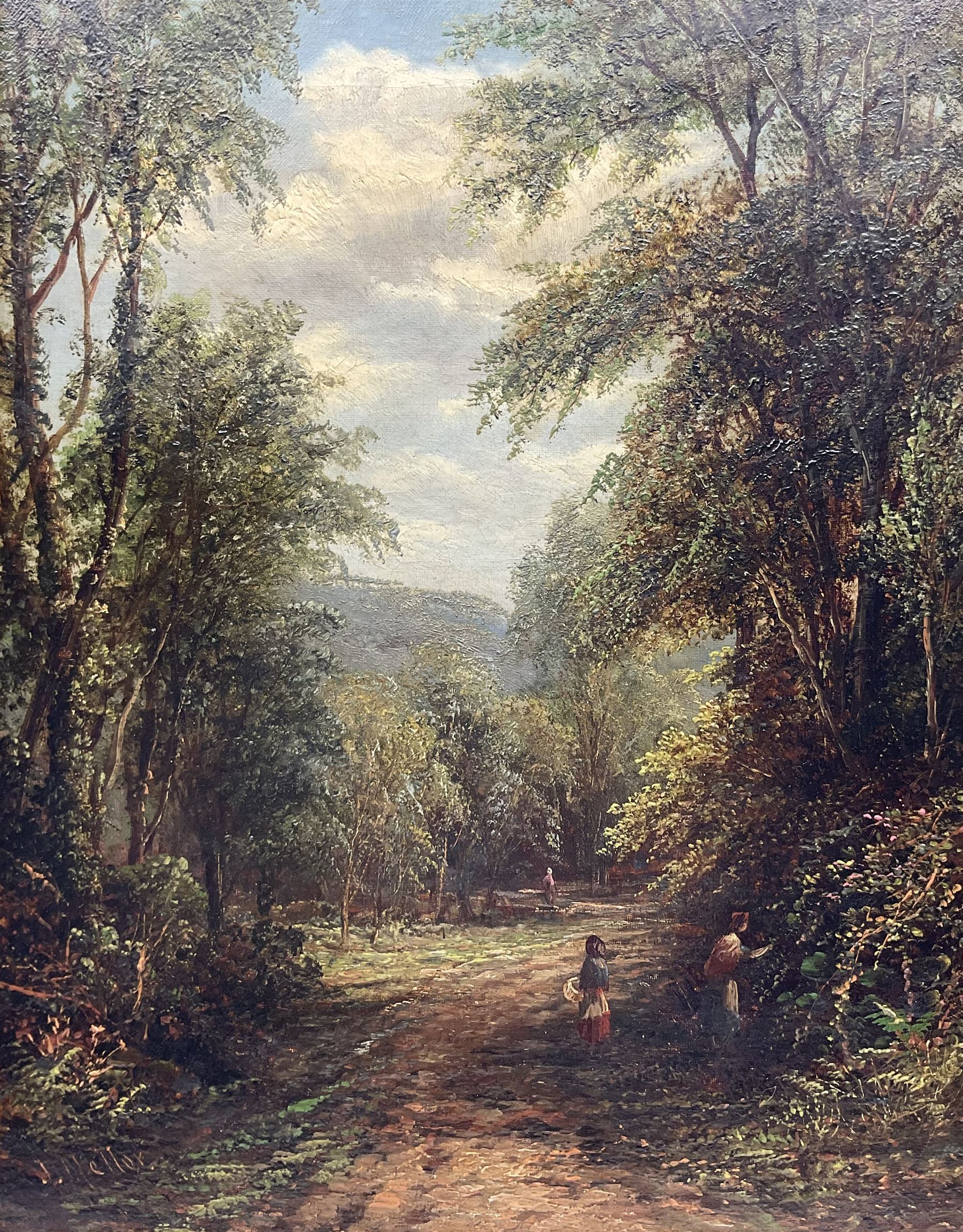 Joseph Mellor (British 1850-1885): 'Path through the Wood - Horsforth', oil on canvas signed, titled verso 44cm x 34.5cm 