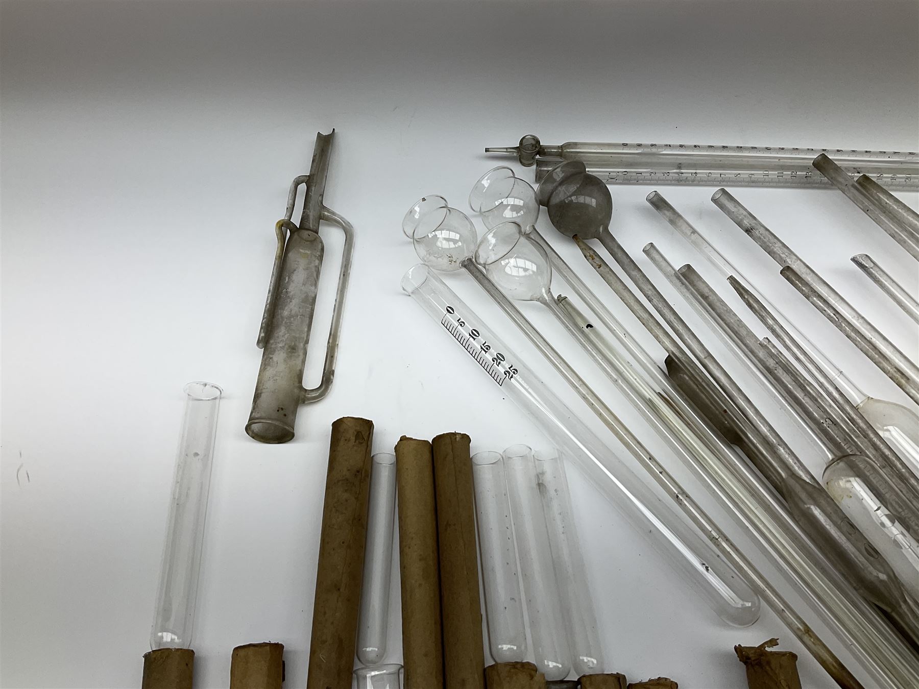 Collection of 19th century and later pharmaceutical laboratory glass, to include, thistle